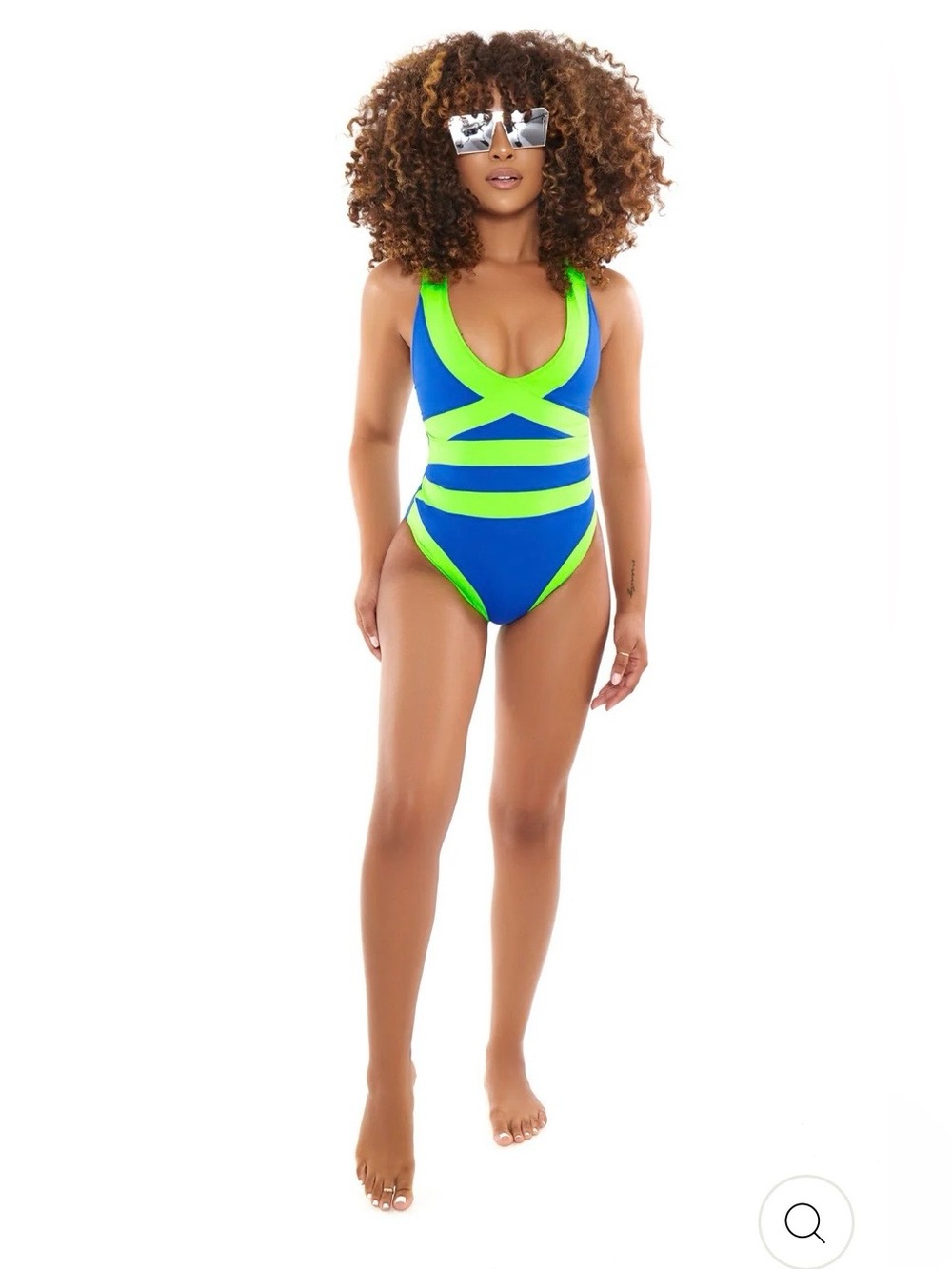 Virago Swim VENUS MAILLOT in Royal & Lime Swimsuit Size XL